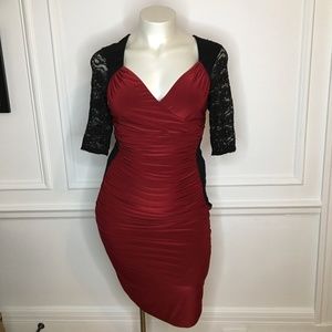 Kiyonna Valentina Illusion Dress in Burgundy NWOT